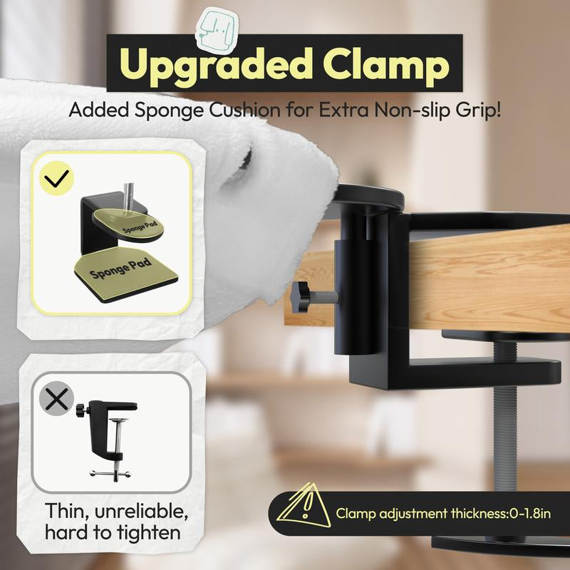 Cat Desk Hammock Bed – Rotating Cat Bed for Desk or Table, Upgraded Clamp with Sponge Pad, Holds up to 50LBS, Soft & Sturdy Cat Nest for Indoor Cats