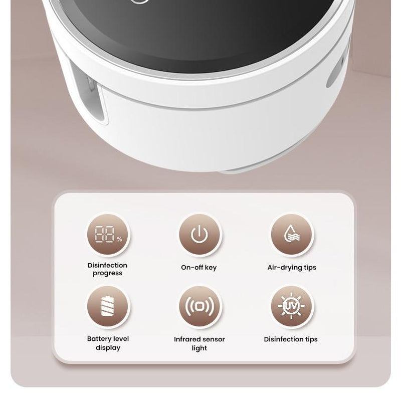 Toothbrush Sterilizer with UV-C and UVA Cleaning, LED Smart Screen, and Air Drying - Light