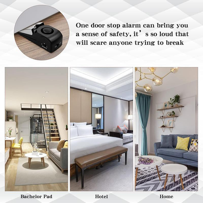 Door Stopper Security Alarm, Battery Required Portable Entrance Alert Door Stop Alarm for Travel Home Apartment House, Motion Sensor, Safety (Without Battery), Mini Travel Products, Traveling Gadgets, Wireless Indoor Security, Personal Safety Alarm
